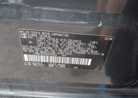 2008 Toyota Rav4 Sport V6 z USA, uszkodzony, nr VIN JTMBK32V286039484